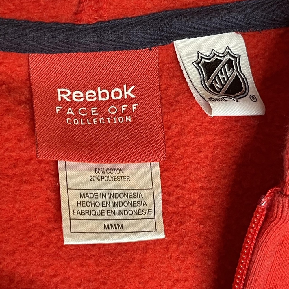 Reebok Washington Capitals NHL Face Off Collection Full Zip Hoodie Red Mens M - Picture 6 of 12